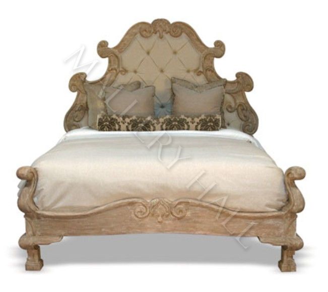 French Provincial Upholstered Carved, Princess Queen Bed
