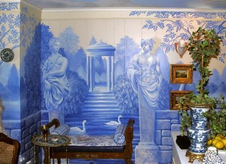 Outstanding Faux Finishes Designer Unknown Blue and White Trompe loeil The Very Best Trompe LOeil, Plaster and Faux Painting Finishes