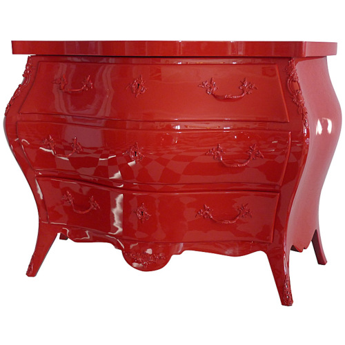 Red High Gloss Lacquered Bombay Chest