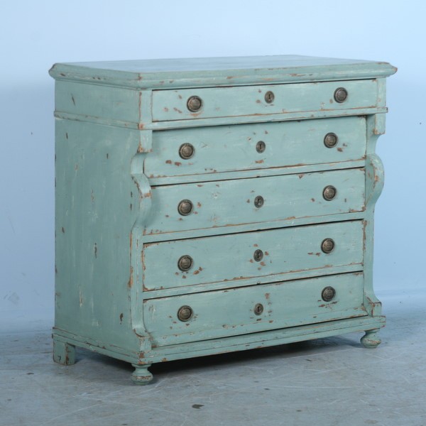 Antique Danish Pine Green-Blue Chest of Drawers Dresser c.1820-1840 ...