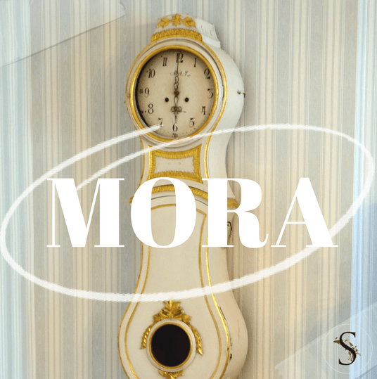 Gustavian Swedish Painted White Mora Clocks