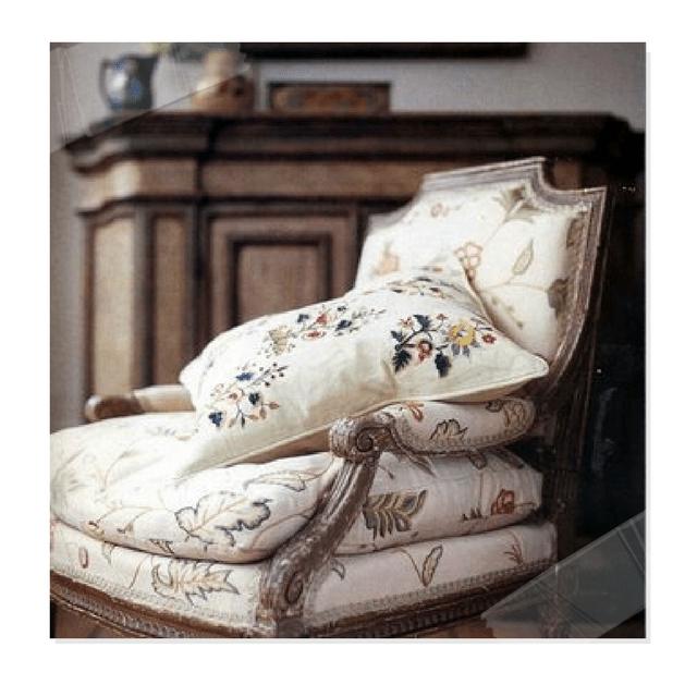 Embroidered Fabric, Needlepoint Pillows And Gustavian Furniture From Chelsea Textiles