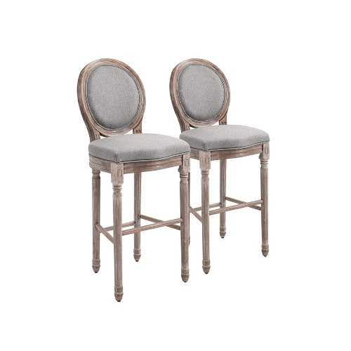 $270 – Vintage Inspired Louis XV Barstools In Gray Distressed Wood