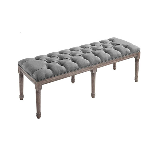 $224 – Vintage Distressed Gray Upholstered Swedish Styled Bench