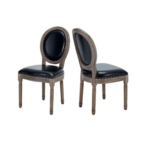 $169 – 2 French Louis XV Leather Dining Room Chairs