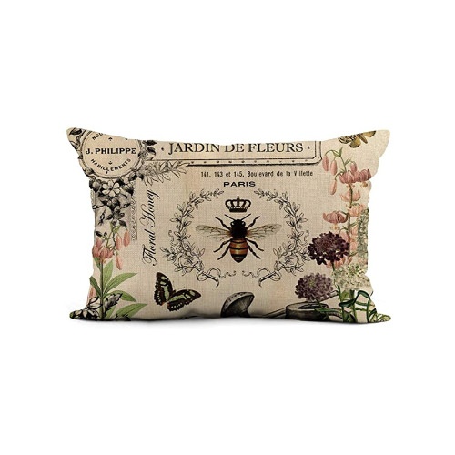 $9 – Vintage French Botanical Bee Throw Pillow